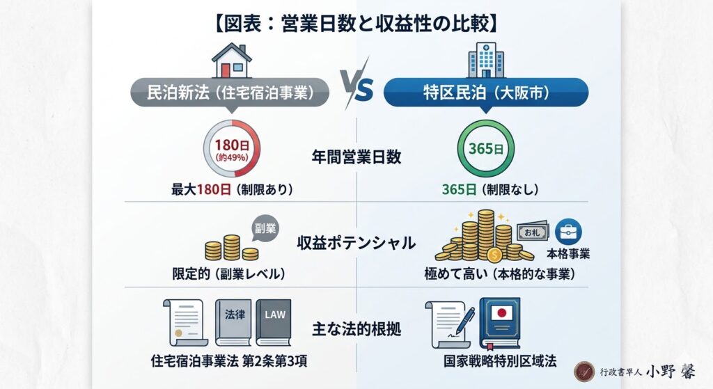 営業日数と収益性の比較