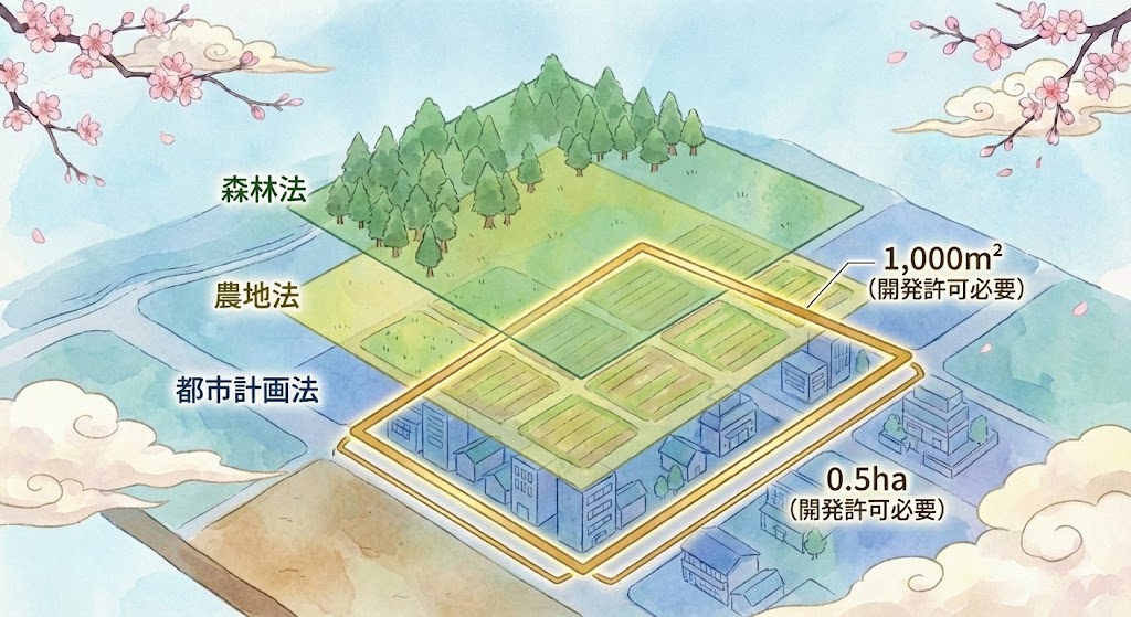 森林法 農地法 開発許可 境界線