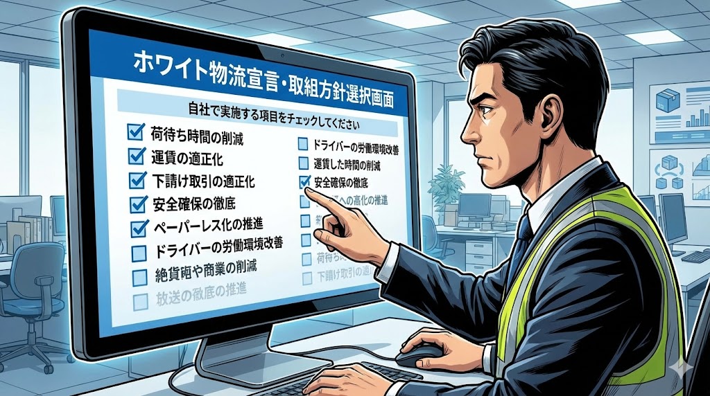 ホワイト物流宣言 入力画面 取組方針 選択項目