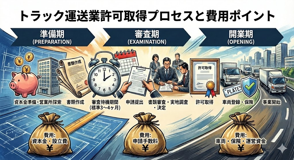 運送業許可 流れ チャート 期間 費用