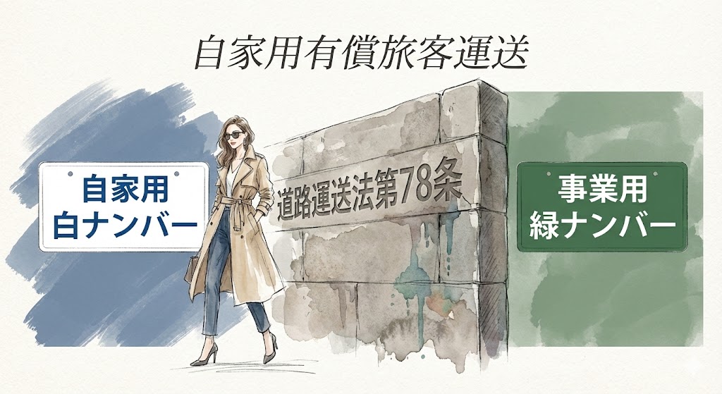 自家用有償旅客運送 白ナンバー 緑ナンバー 違い 道路運送法違反