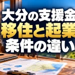 大分県の移住支援金と起業支援金｜金額・併用・申請条件の違い（AI生成イメージ）