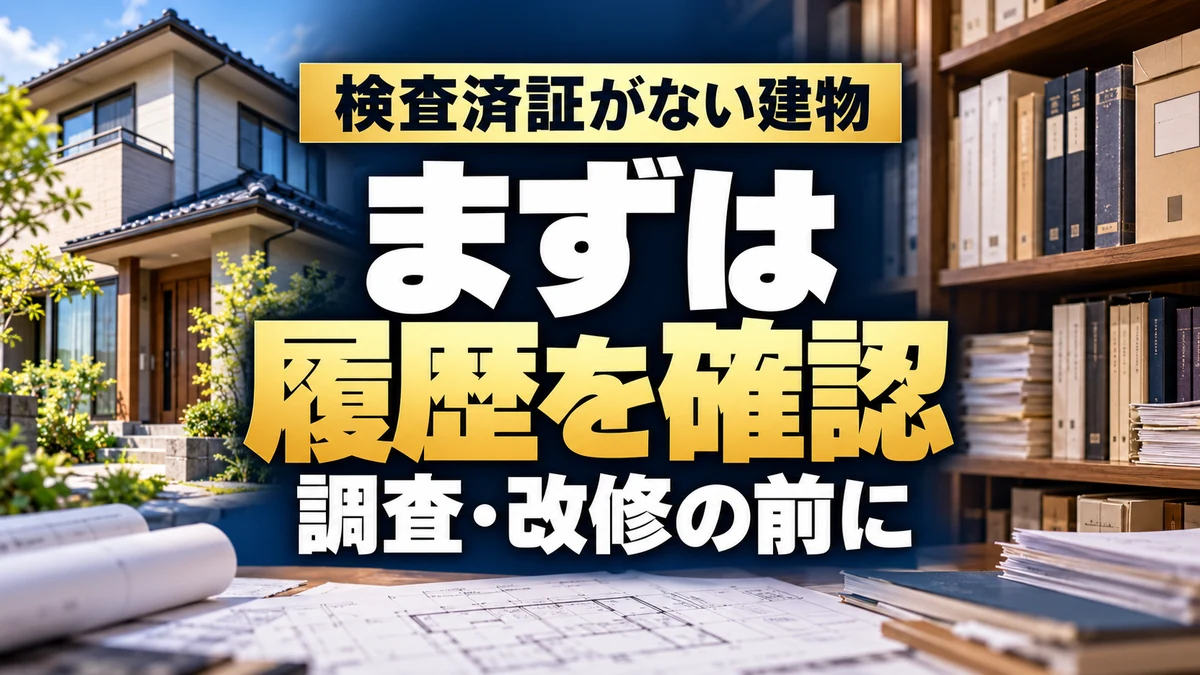 検査済証がない建物｜まずは｜履歴を確認｜調査・改修の前に。テーマを表すイメージ。