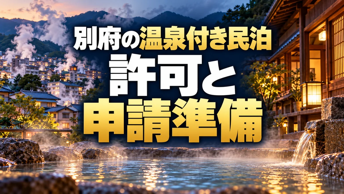 別府で温泉付き民泊を始めるには？温泉利用許可・申請書類・入湯税の確認順序（AI生成のイメージ）