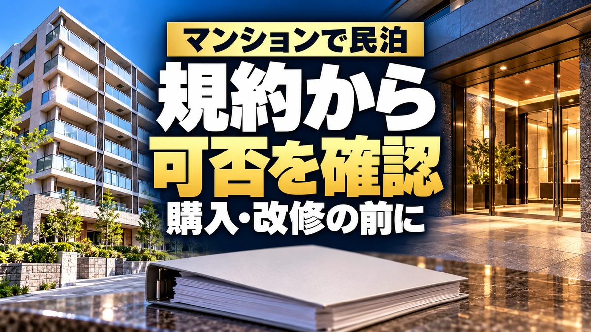 マンションで民泊｜規約から｜可否を確認｜購入・改修の前に。テーマを表すイメージ。