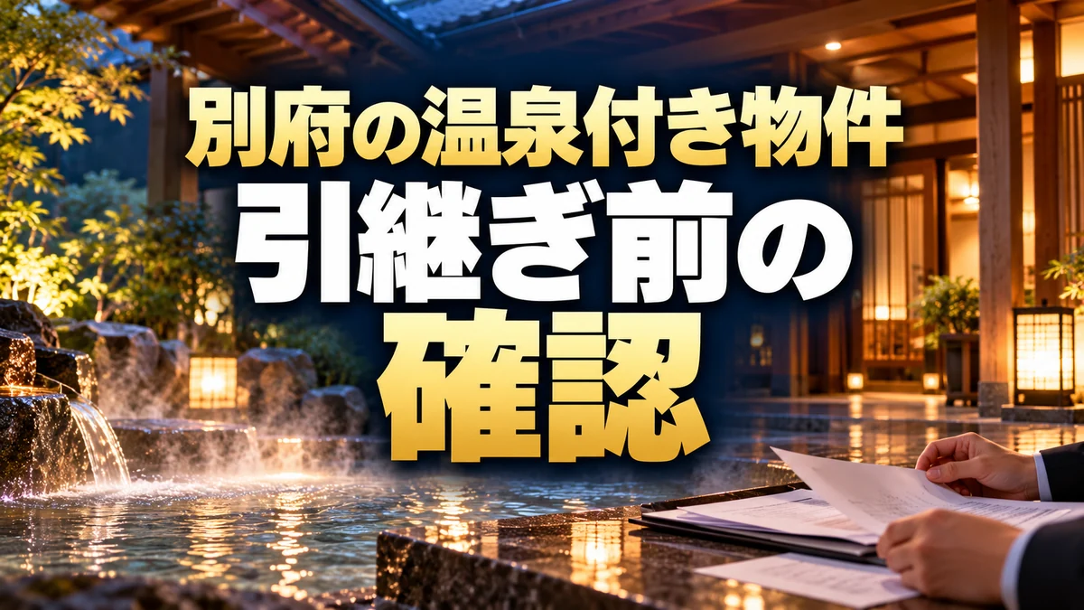 別府の温泉付き民泊・旅館を引き継ぐには｜事業譲渡と温泉利用許可の確認手順（AI生成イメージ）