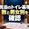 民泊のトイレ設置基準｜必要な数・男女別・洗面設備を確認する順番（AI生成イメージ）
