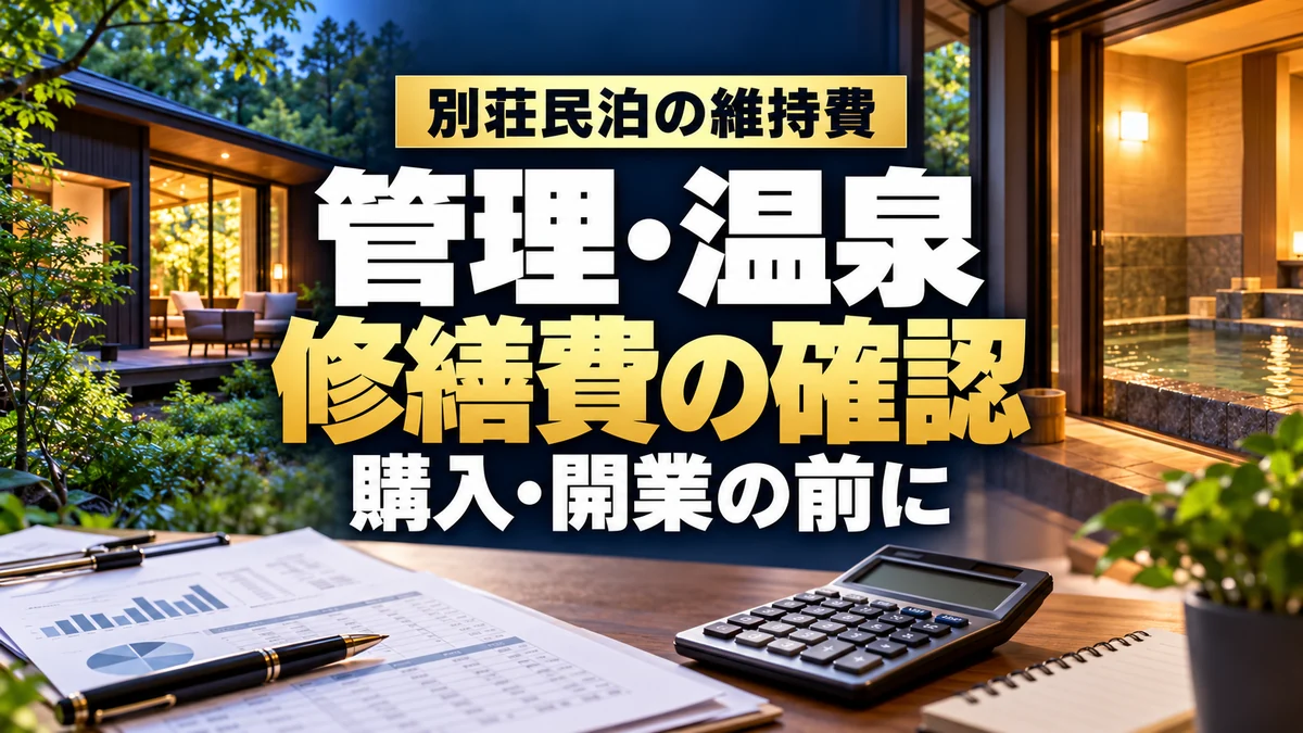 別荘民泊の維持費：管理・温泉・修繕費を購入・開業前に確認