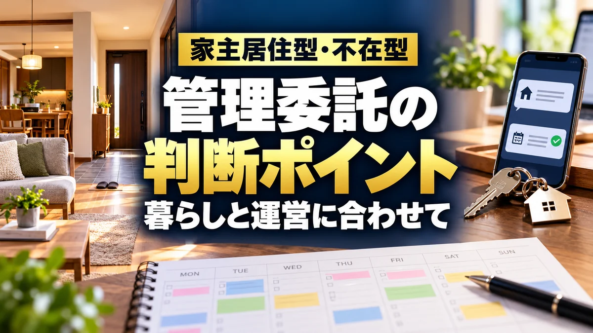 家主居住型・不在型：管理委託の判断ポイント、暮らしと運営に合わせて