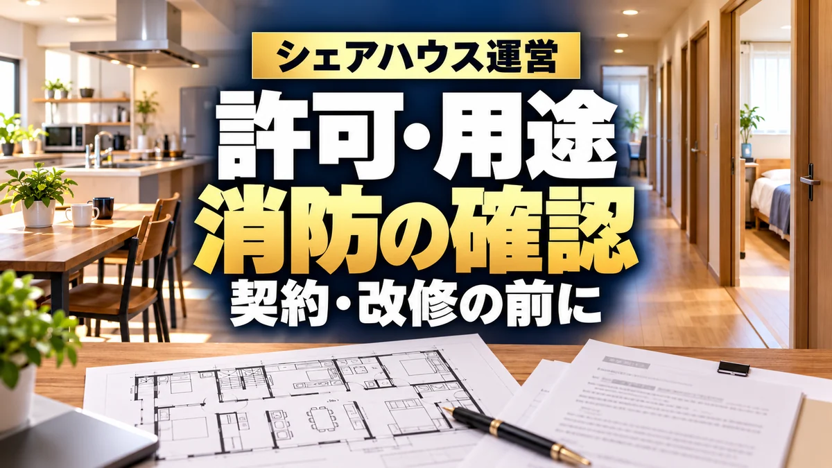 シェアハウス運営：許可・用途・消防の確認、契約・改修の前に