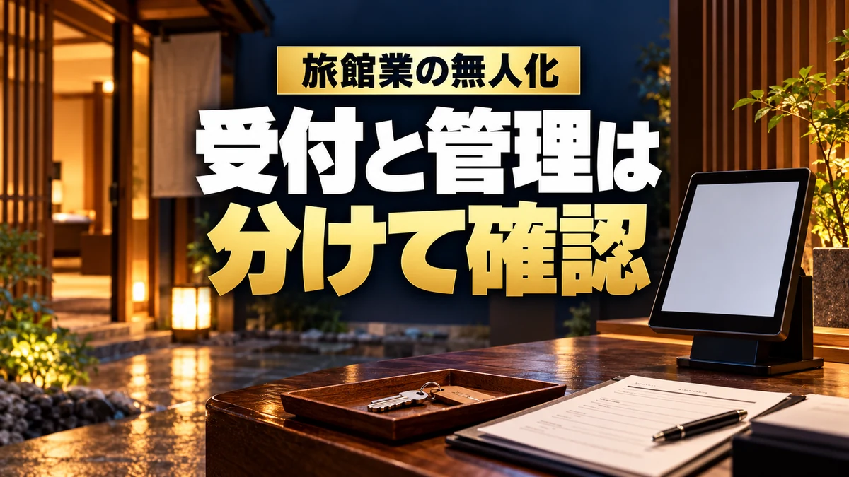 旅館業の無人化で受付と管理を分けて確認（AIイメージ）