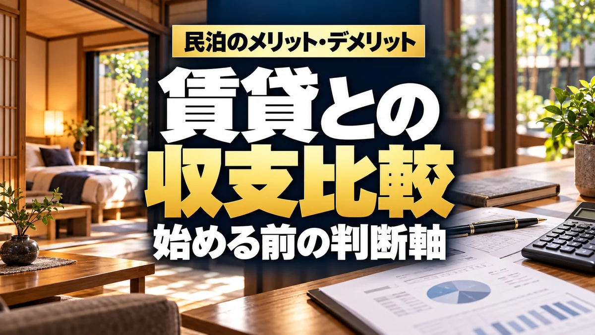 民泊のメリット・デメリット。賃貸との収支比較、始める前の判断軸。