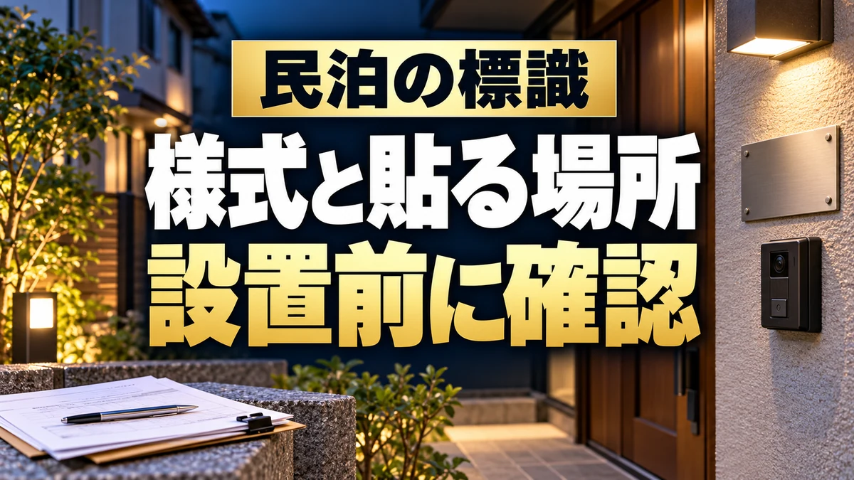 民泊の標識の様式と貼る場所を設置前に確認（AIイメージ）