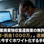 産業廃棄物収集運搬業の無許可営業は「懲役5年・罰金1000万」。逮捕リスクと今すぐホワイト化する手順