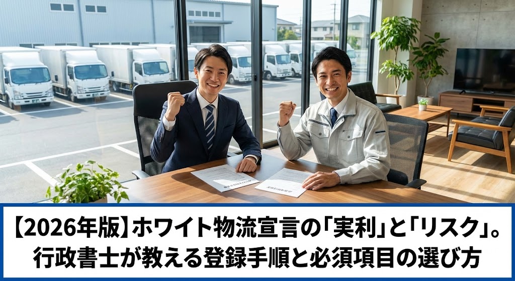【2026年版】ホワイト物流宣言の「実利」と「リスク」。行政書士が教える登録手順と必須項目の選び方